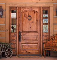 Facroy Direct Doors ALDER KNOTTY ENTRY WITH CLAREMONT 3 PANEL ARCH TOP DOOR AND TDL 3 LITE SIDELITES