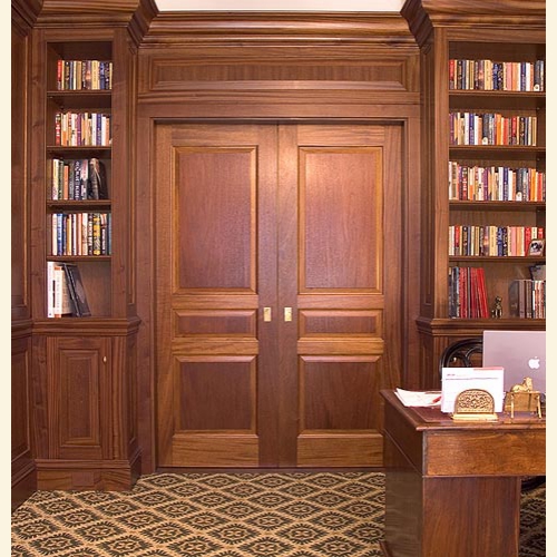 Facroy Direct Doors STAIN GRADE THREE PANEL HORIZONTAL RAISED PANEL IN MAHOGANY