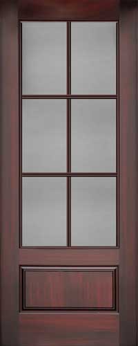 Facroy Direct Doors 6 LITE 1 PANEL BOTTOM FIBERGLASS MAHOGANY GRAIN