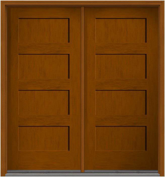 Facroy Direct Doors FIBERGLASS STAIN GRADE FIR GRAIN 4 PANEL PAIR
