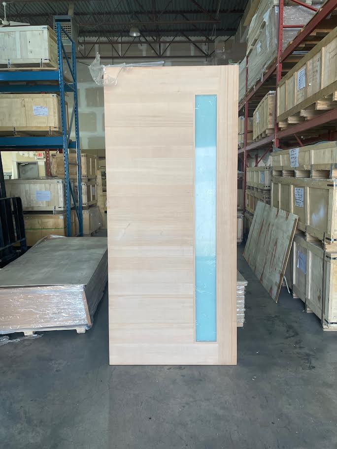 Facroy Direct Doors Exterior Hemlock Vertigal Grain Run Horizontal with offset glass